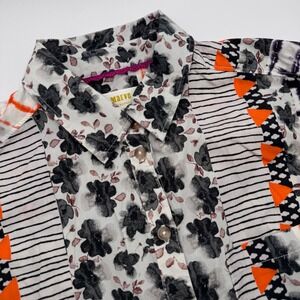 Maeve Anthropologie The Paz Print Patchwork Button Down Shirt Floral Geometric 6